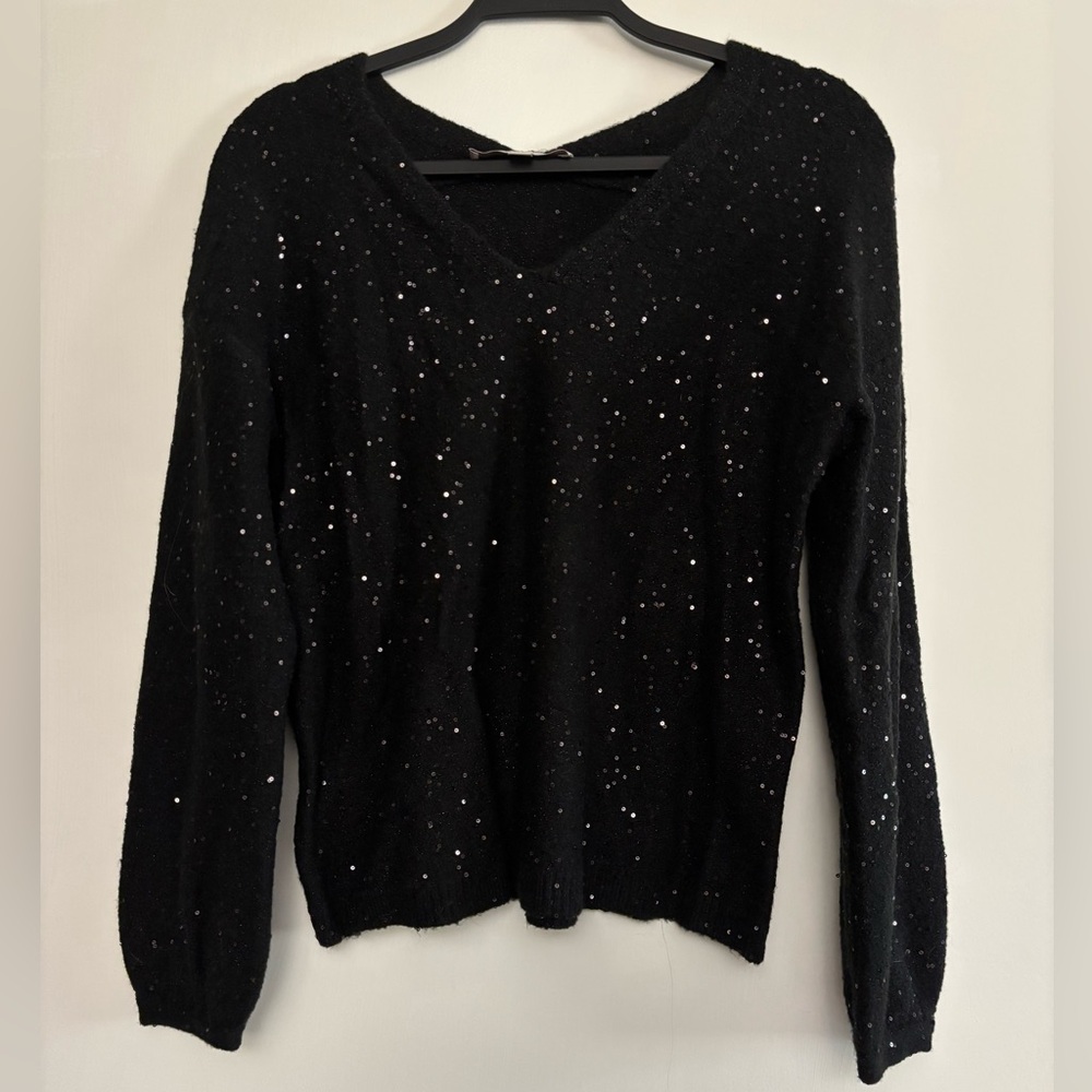 LOFT Sequin Boatneck Ribtrim Sweater